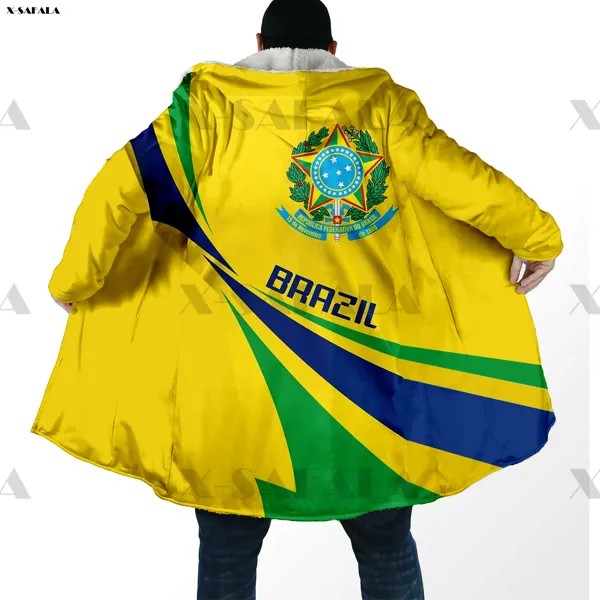 Бразильский флаг страны череп орел с принтом Толстовка длинная спортивная куртка с капюшоном одеяло плащ Толстая куртка хлопковые пуловеры пальто