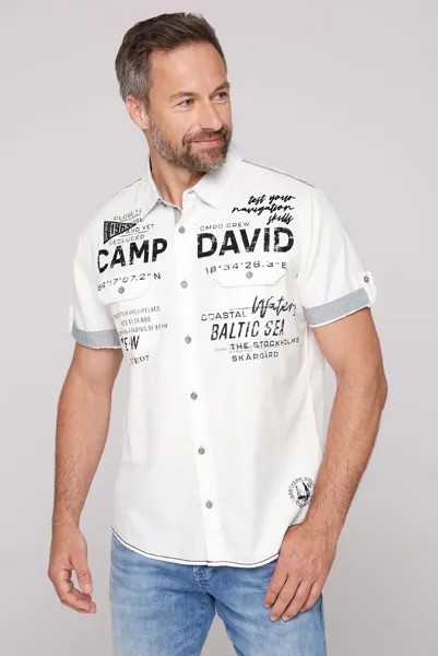 Рубашка CAMP DAVID с короткими рукавами, хлопок, белый