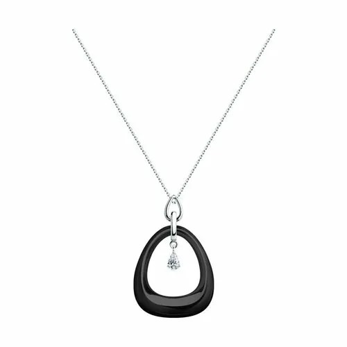 Колье Diamant, серебро, 925 проба, фианит, керамика, длина 45 см.