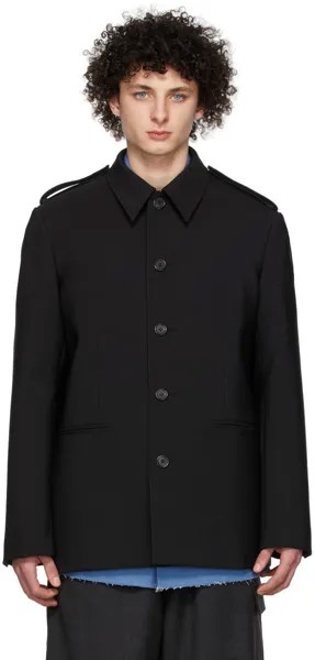 Черная куртка с воротником-стойкой We11done