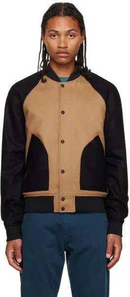 Бежево-черный университетский бомбер PS by Paul Smith