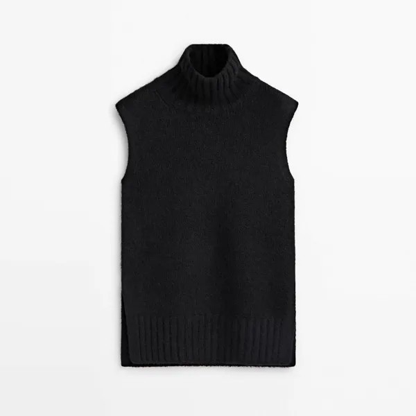 Жилет Massimo Dutti Knit High Neck Limited Edition, черный