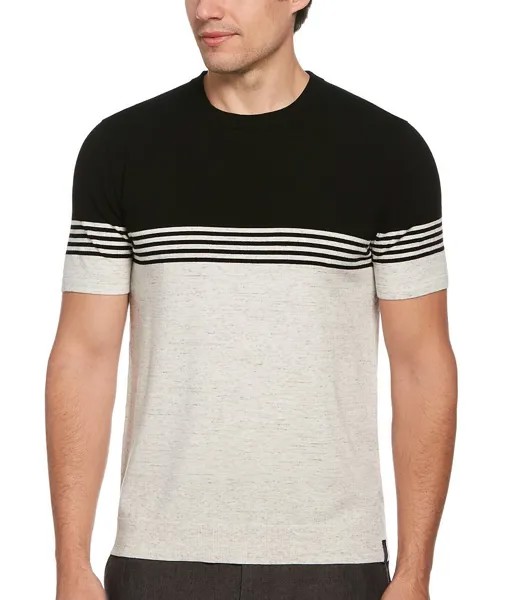 Футболка в полоску с коротким рукавом Perry Ellis, мультиколор