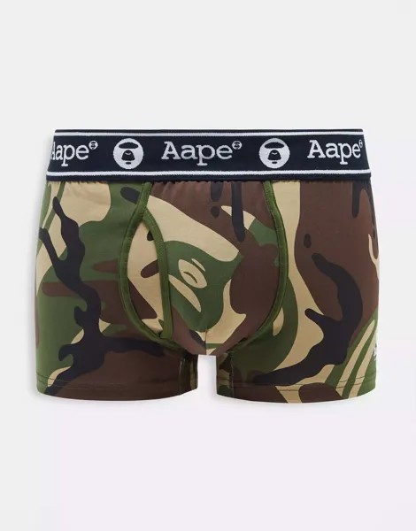 Боксеры Aape by A Bathing Ape с камуфляжным принтом и поясом с логотипом A Bathing Ape