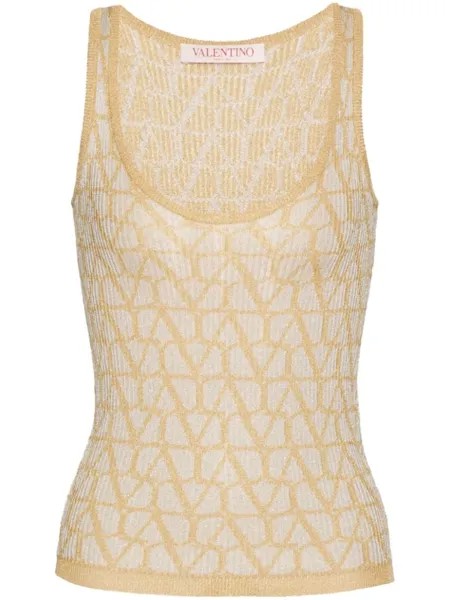 Valentino Garavani жаккардовый топ с узором Toile Iconographe, нейтральный цвет