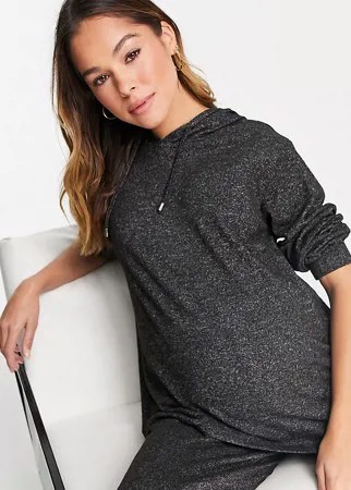 Мягкий худи для дома темно-серого меланжевого цвета Loungeable Maternity-Серый