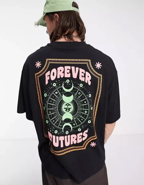 Черная футболка с короткими рукавами COLLUSION с принтом Forever Futures