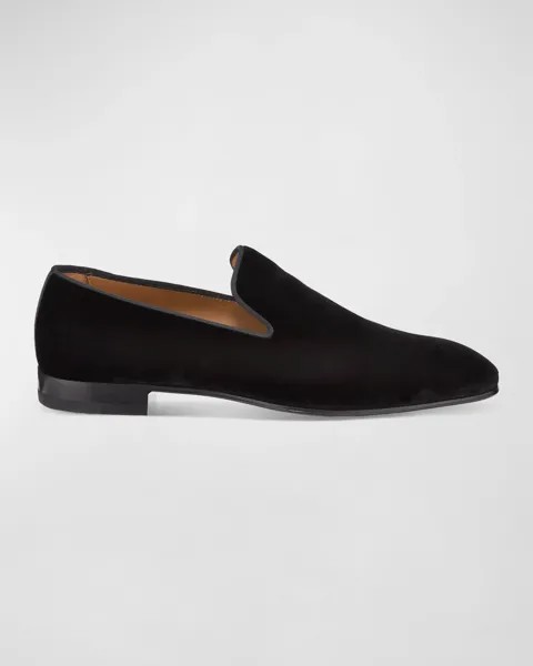 Мужские бархатные лоферы с одуванчиками Christian Louboutin, цвет Black