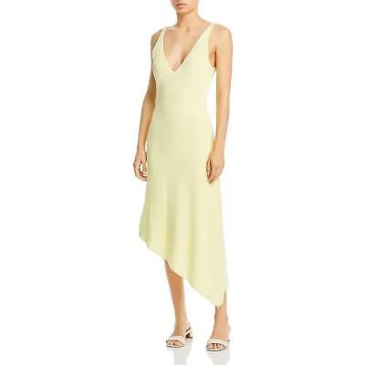 Желтое платье миди без рукавов из телячьей кожи Remain Womens Gosha 8 BHFO 1860