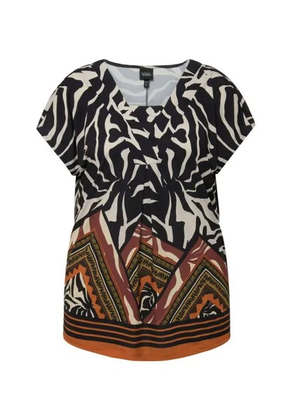 Футболка с принтом MIXED CAP SLEEVE Ulla Popken, черный