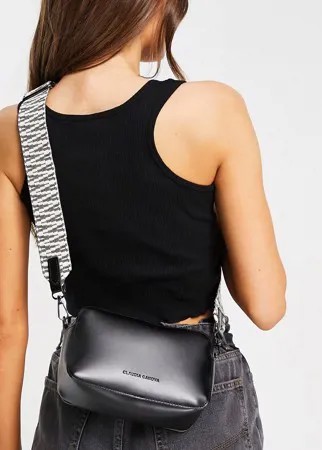 Черная сумка на плечо с длинным ремешком и принтом Claudia Canova-Черный цвет