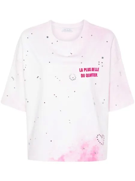 Loulou футболка с кристаллами, розовый