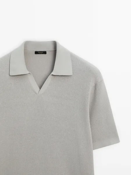 Трикотажная рубашка-поло из смесового хлопка Massimo Dutti, water green