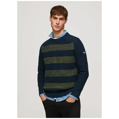 Пуловер для мужчин, Pepe Jeans London, модель: PM702256, цвет: темно-синий, размер: S