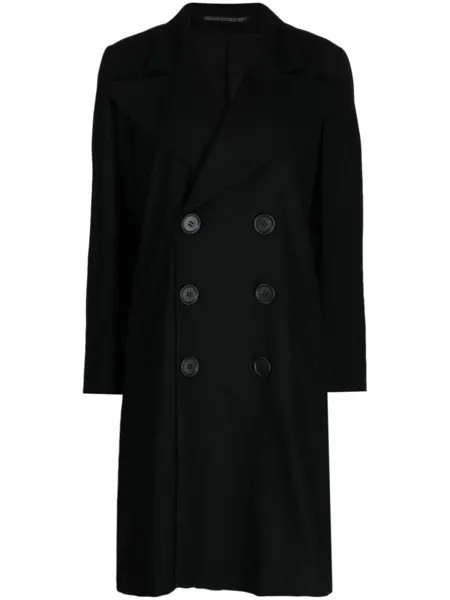 Yohji Yamamoto шерстяное двубортное пальто, черный