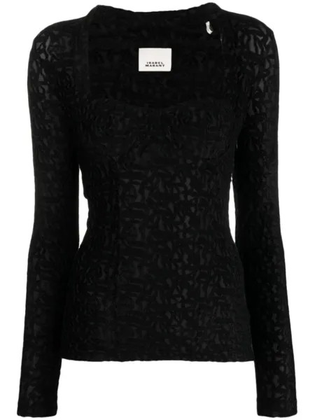 ISABEL MARANT бархатный топ с узором, черный