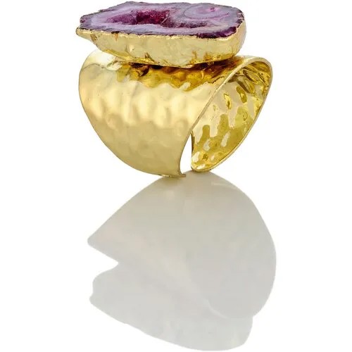 Массивное женское золотистое кольцо с натуральным агатом
