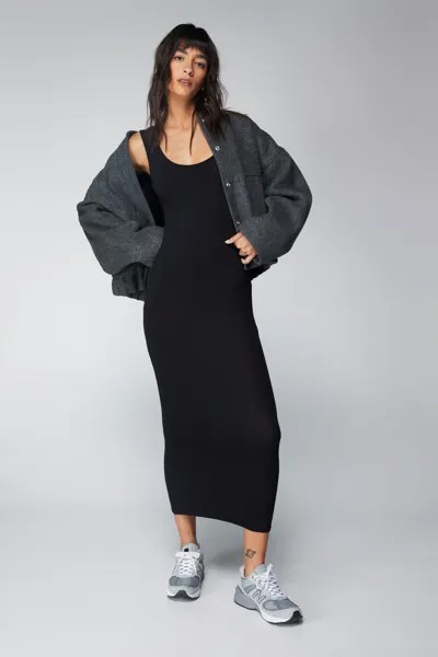 Облегающее платье макси из джерси с овальным вырезом Nasty Gal, черный