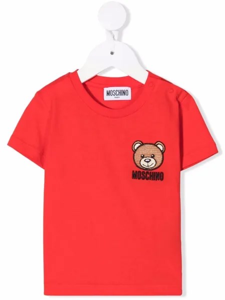 Moschino Kids футболка с вышитым логотипом