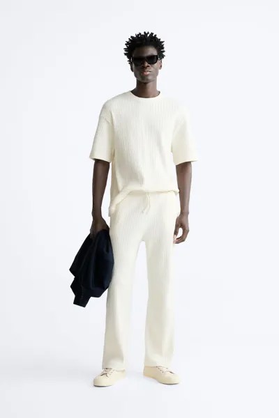 Ребристые джоггеры ZARA, белый