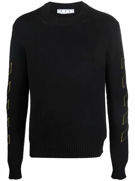 Off-White джемпер вязки интарсия с длинными рукавами