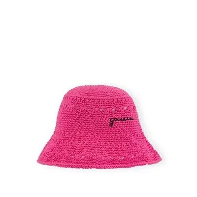 Розовая вязаная шляпа-ведро Ganni для женщин