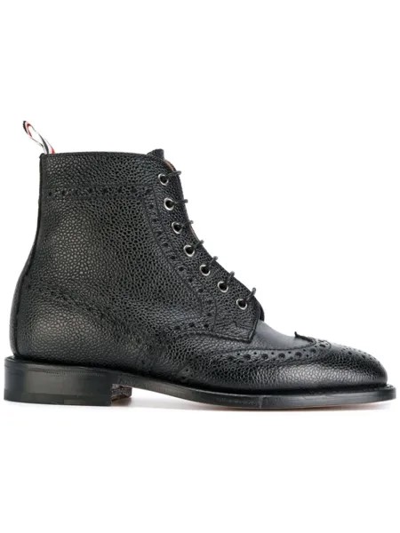 Thom Browne ботинки из зернистой кожи, черный