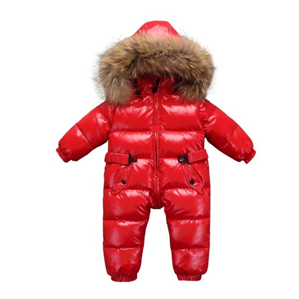 Зимний комбинезон для новорожденных, теплая зимняя одежда с натуральным воротником, пуховик для мальчиков, зимние куртки, зимнее пальто для...