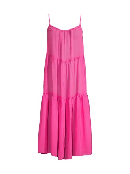Платье миди с накидкой Addison Seersuckered Georgette Solid & Striped, розовый