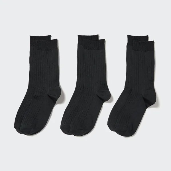 Носки в рубчик (три пары) Uniqlo, черный