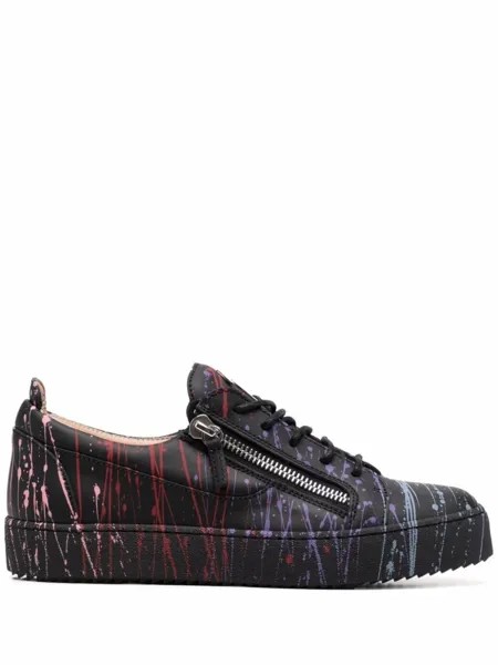Giuseppe Zanotti кеды Frankie с эффектом разбрызганной краски, черный