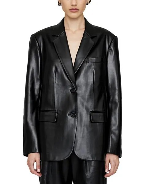 Классический кожаный пиджак Anine Bing, цвет Black