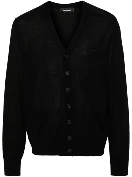 Dsquared2 кардиган из вирджинской шерсти с V-образным вырезом, черный