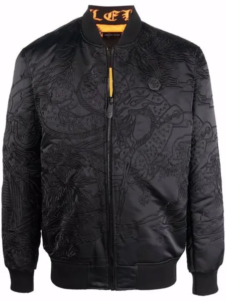 Philipp Plein куртка-бомбер с вышитым логотипом