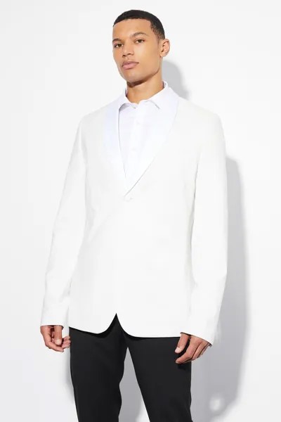 Высокий узкий смокинг однобортный пиджак Boohoo, белый