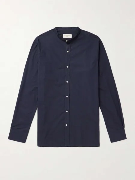 Рубашка Gaston Grandad-Collar Pima из хлопка и поплина OFFICINE GÉNÉRALE, нави