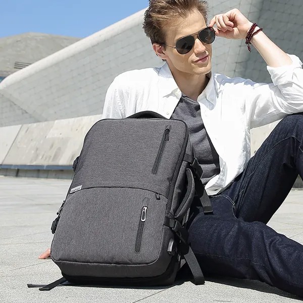 Модная деловая сумка для мужчин, многофункциональный рюкзак из ткани «Оксфорд», уличный ранец большой вместимости, однотонный, для отдыха