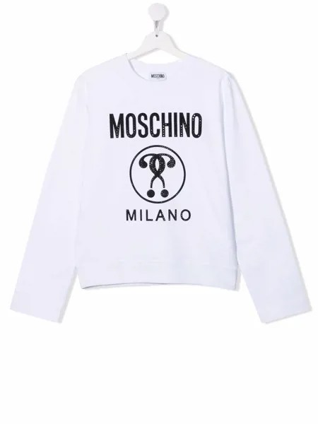 Moschino Kids TEEN long-sleeve studded-logo top