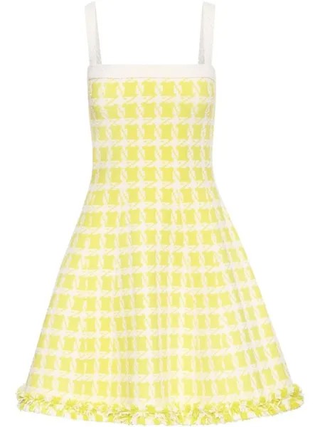 Oscar de la Renta шерстяное платье в клетку, желтый