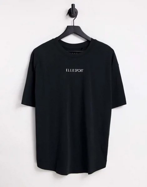 Черная футболка бойфренда с логотипом Elle Sport-Черный цвет