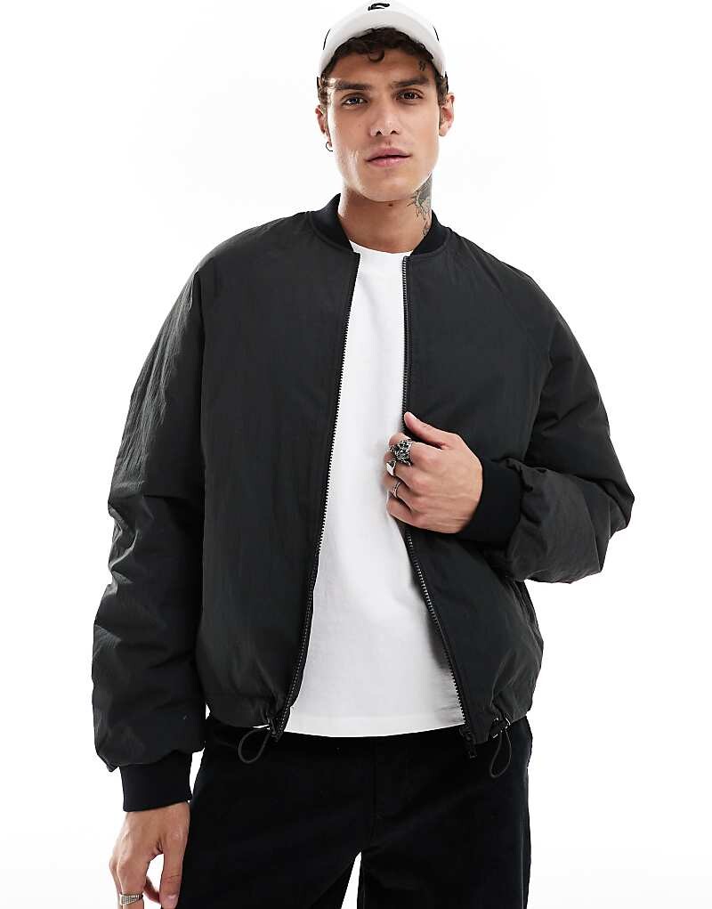 Черный объемный бомбер ASOS DESIGN