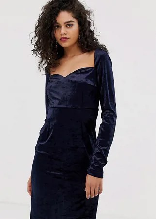 Темно-синее облегающее бархатное платье мини с квадратным вырезом Vero Moda Tall-Темно-синий