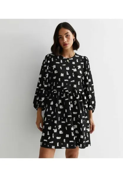Платье из джерси Abstract Crinkle New Look, цвет black pattern