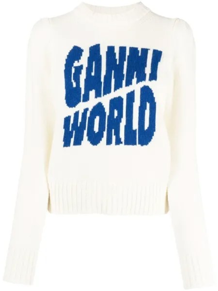 GANNI джемпер с логотипом, белый
