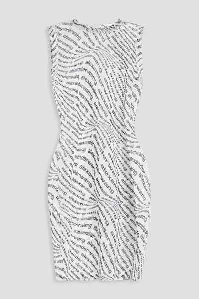 Платье мини из эластичной сетки с логотипом Alexanderwang.T, белый