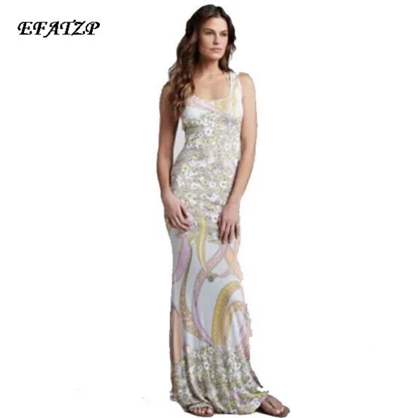 EFATZP, европейская верхняя мода, женское шелковое платье-футляр макси из Джерси