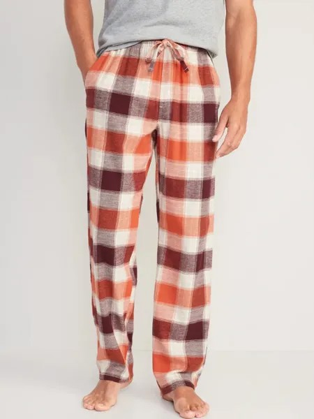 NWT Old Navy Orange Клетчатые фланелевые пижамные штаны с двойным начесом для мужчин, размер XL