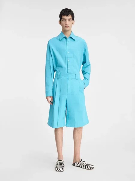 Шорты-бермуды со вставками навега плиссе Jacquemus, бирюзовый