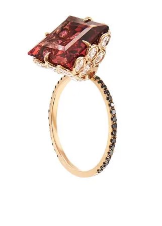 Lito кольцо из розового золота с бриллиантами и турмалином