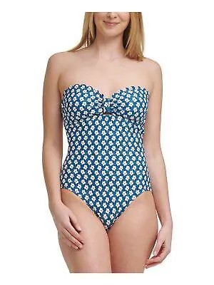 Женский синий цельный купальник TOMMY HILFIGER с завязками в винтажном стиле 8